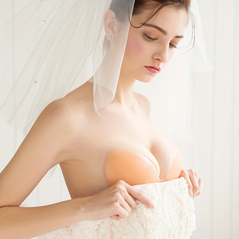 Plunge Bra Push Up - 女性用シリコンバストパッチ シリコン製見えないブラ セクシーな厚みのあるプッシュアップバストパッチブラ ストラップレス下着 シリコンブラ