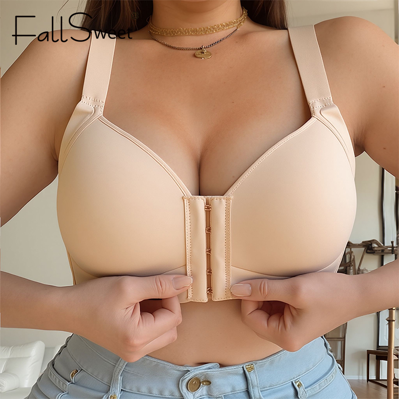 Minimizer Bra Women - FallSweet プラスサイズ ワイヤレス フロントクロージャーブラジャー 女性用 シームレス
