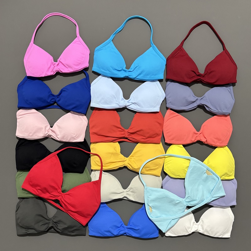 Sports Bra Racerback - スポーツストラップブラヨガ下着女性ジムトップランニングエクササイズバックレスブラハイサポートアクティブウェアフィットネスワークアウトホルター