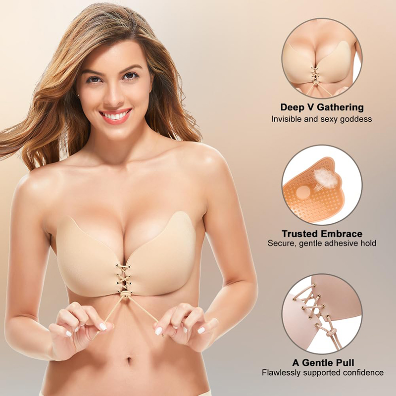Backless Bra Sticky - 1/2ペア レディース サマー バックレス ストラップレス ブラ