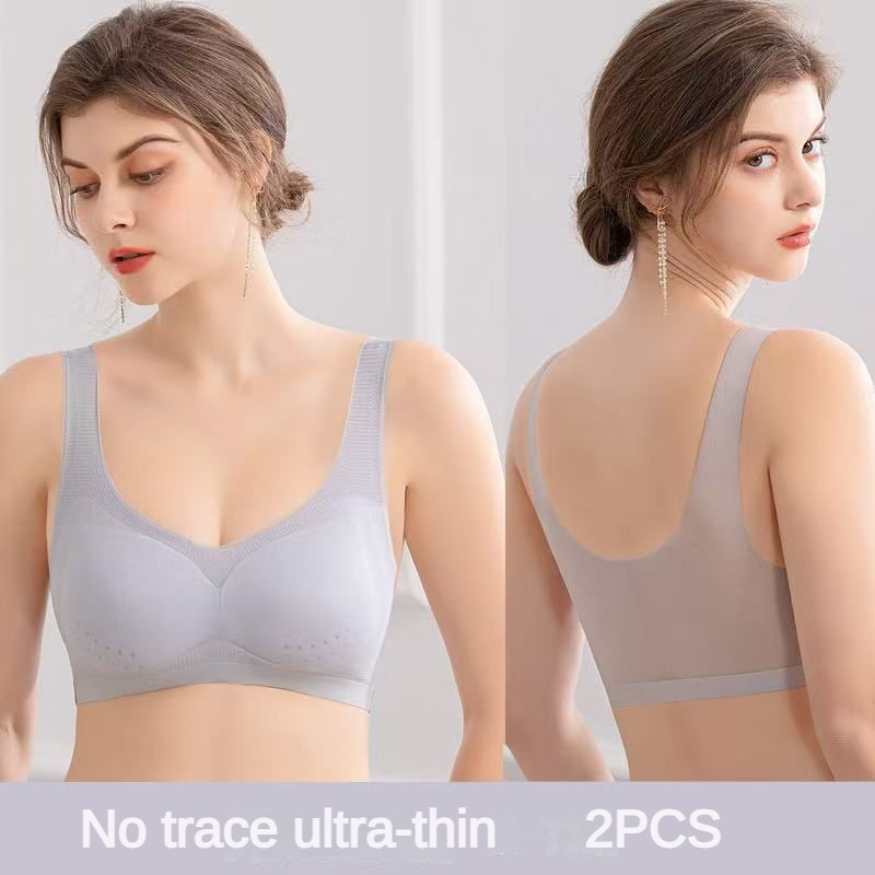 Sleep Bra Bralette - 2 個のセクシーなブラジャーランジェリープラスサイズ 4XL シームレス Bralette ワイヤーフリーブラジャー女性の下着ランジェリー睡眠ブラジャー通気性