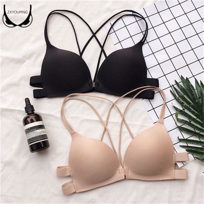 ワイヤーなしの腕立て伏せブラ,三角カップ,フロントバックル, - Wirefree Bra Comfort のレビューと価格