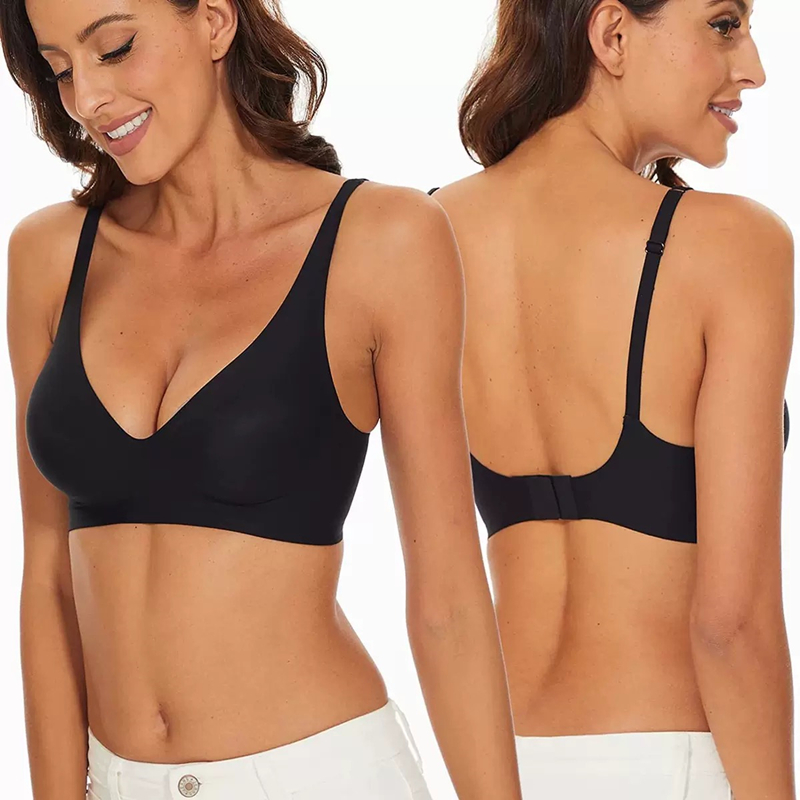 セクシーなシームレスゼリーブラ S-4XL 高品質女性用下着 - Plunge Bra Push Up のレビューと価格