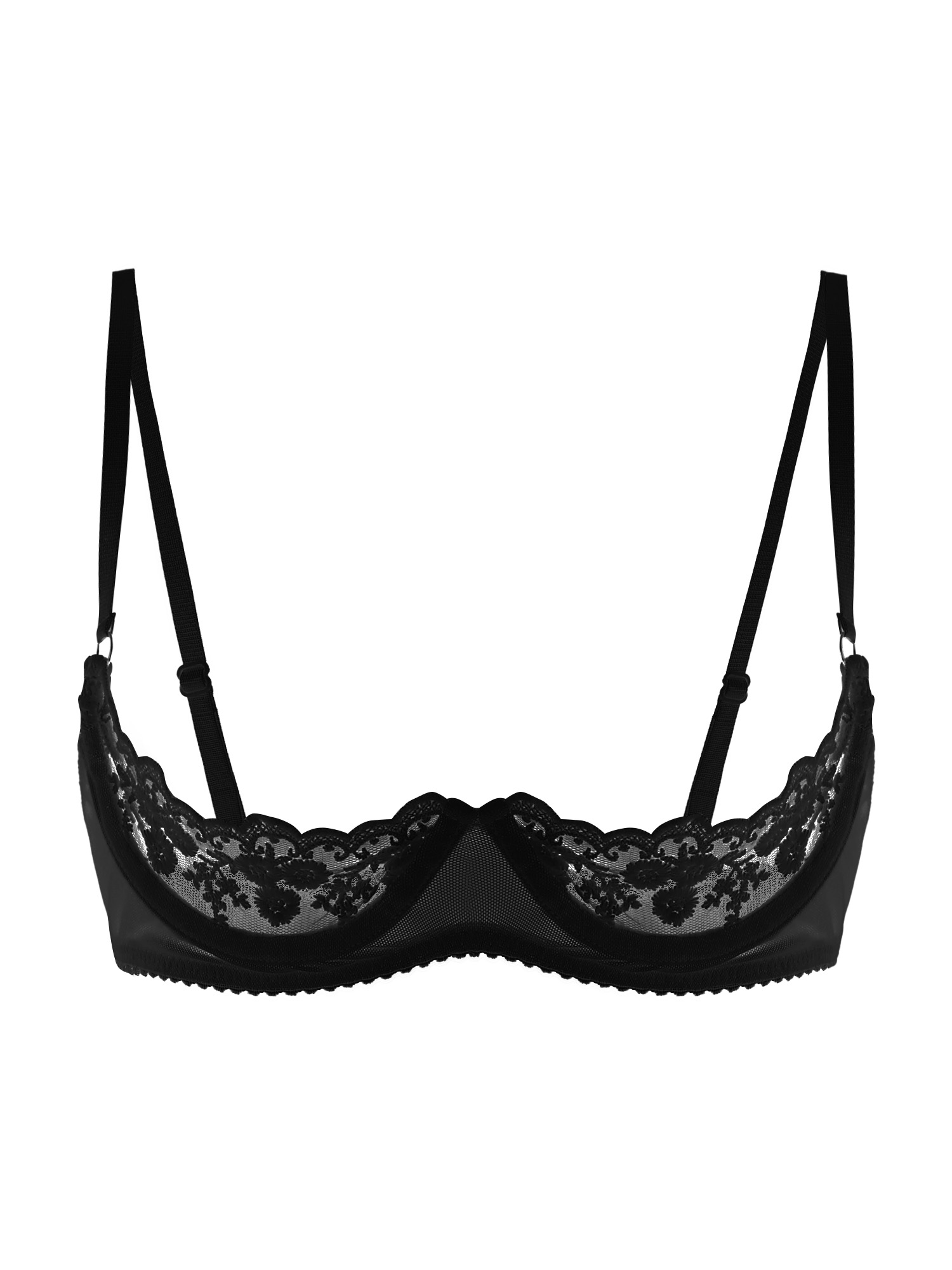女性用セクシーオープンカップブラ、透け感のあるレース、露出乳 - Sheer Bra Lace のレビューと価格