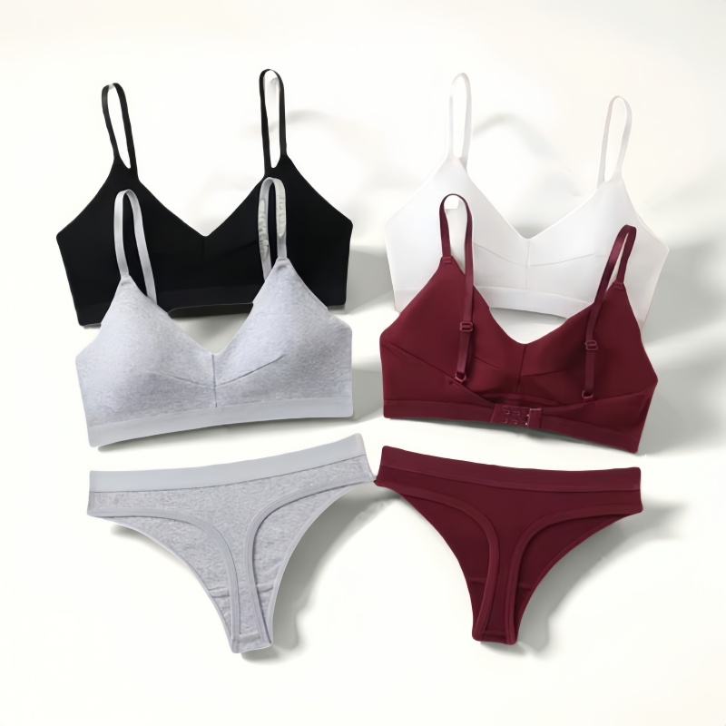 快適な綿ブラパンティセット女性プッシュアップブラジャーローウ - Cotton Bra Everyday のレビューと価格