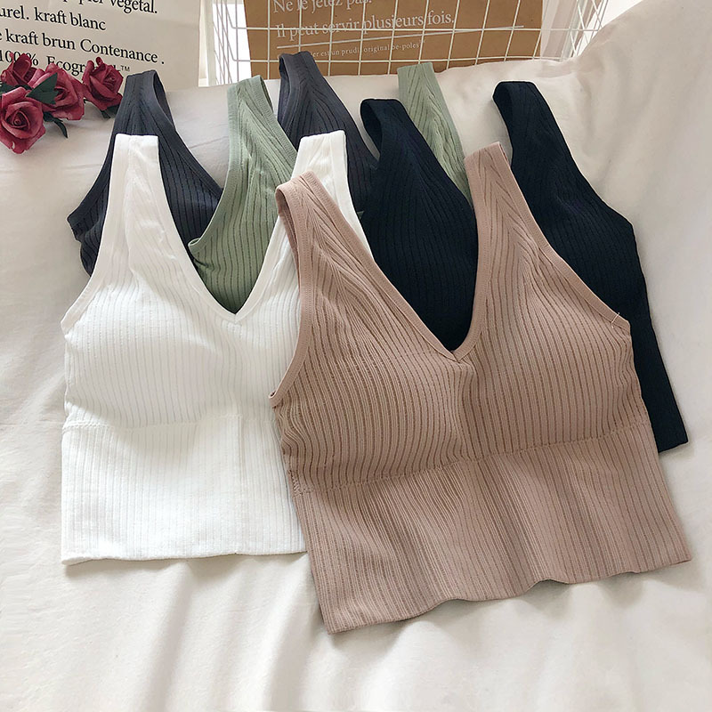 女性のタンククロップトップス女性トップスセクシーなランジェリ - T Shirt Bra Seamless のレビューと価格