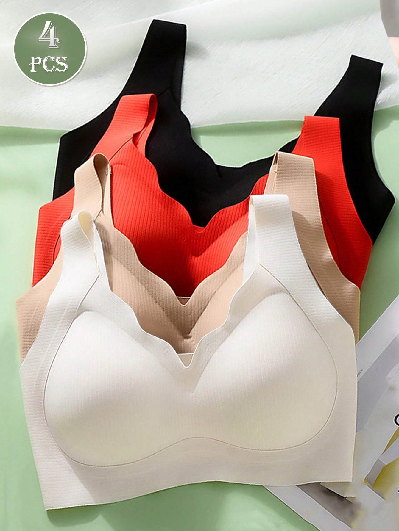 4 個の女性のシームレスなプッシュアップブラジャーワイヤレス - T Shirt Bra Seamless のレビューと価格