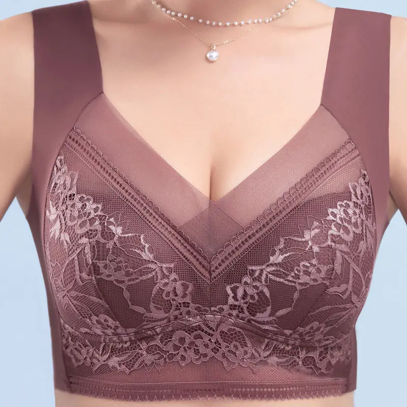 L-6L 女性大ブラジャープッシュアップアイスシルクシームレ - Sheer Bra Lace のレビューと価格