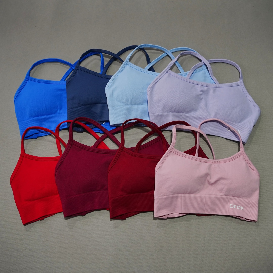 DFDK リブ編みシームレスクロスバックヨガブラ女性用ワイヤ - Plunge Bra Push Up のレビューと価格