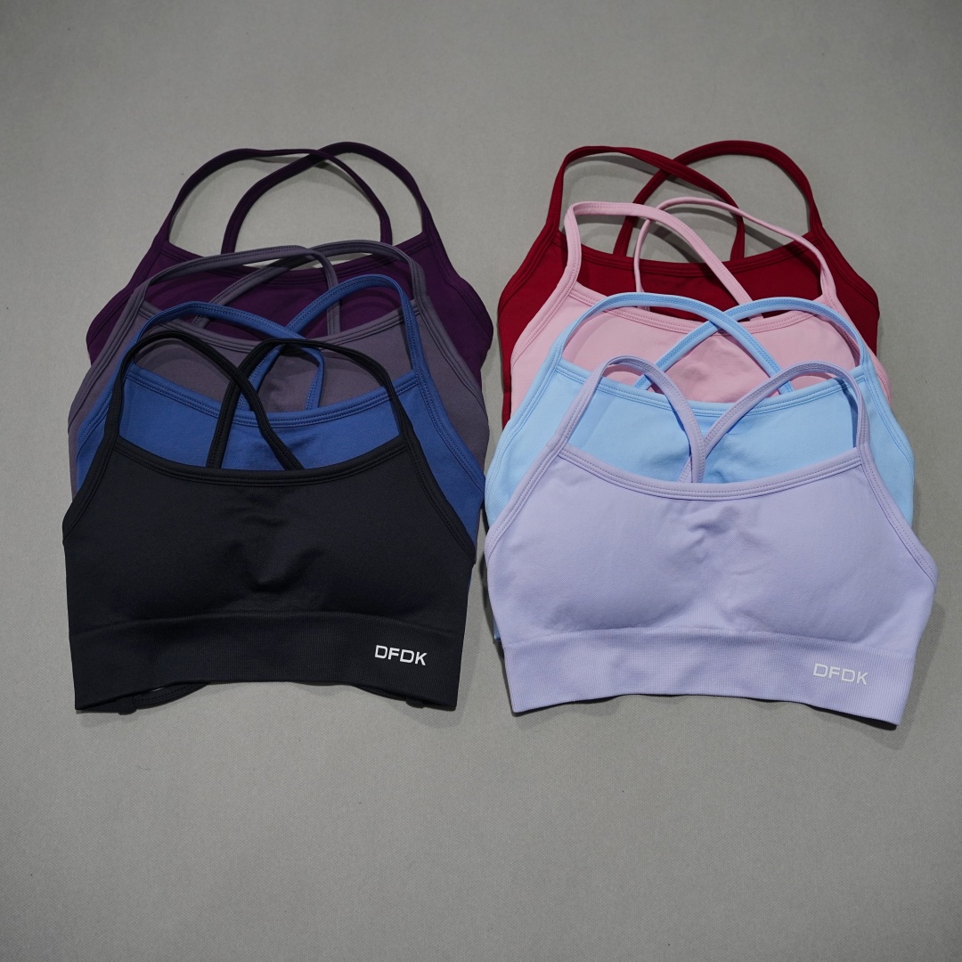 DFDK リブ編みシームレスクロスバックヨガブラ女性用ワイヤ - Plunge Bra Push Up のレビューと価格